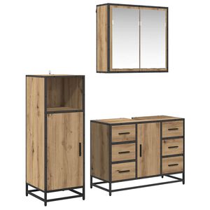 vidaXL Ensemble de mobilier de salle de bain 3 pcs Ch&ecirc;ne artisanal