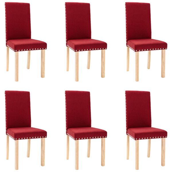 vidaXL Chaises &agrave; manger lot de 6 rouge bordeaux tissu