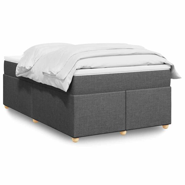 vidaXL Sommier &agrave; lattes de lit avec matelas gris fonc&eacute; 120x190cm tissu