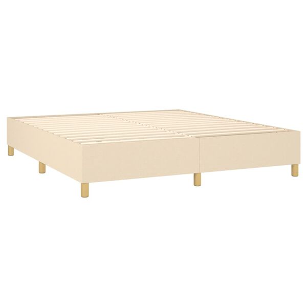 vidaXL Sommier &agrave; lattes de lit avec matelas Cr&egrave;me 180x200 cm Tissu
