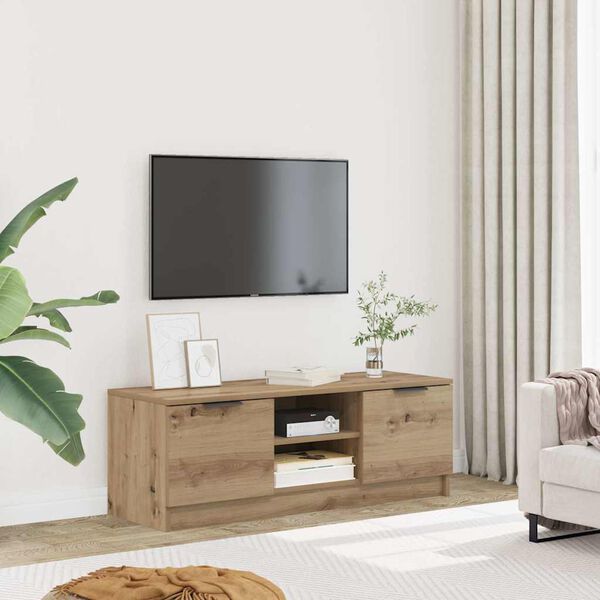 vidaXL Meuble TV ch&ecirc;ne artisanal 102x35x36,5 cm bois d'ing&eacute;nierie