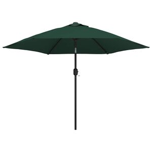 vidaXL Parasol de jardin en porte-&agrave;-faux avec LED 3 m vert