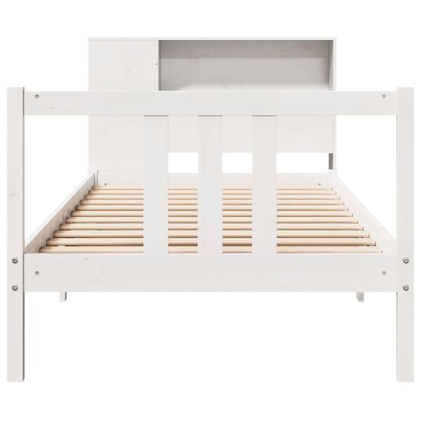 vidaXL Lit bibliothèque sans matelas blanc 90x200cm bois de pin massif