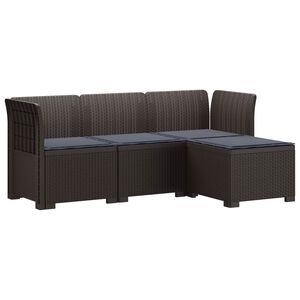 vidaXL Canap&eacute; de jardin 4 places avec coussins style rotin PP Marron