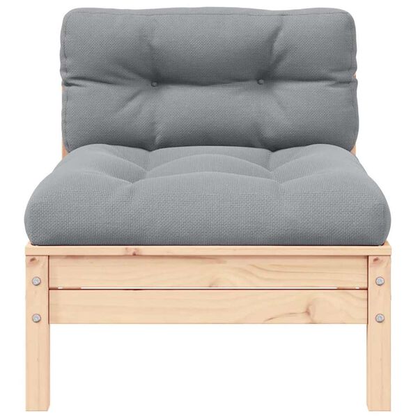 vidaXL Canapé 2 places de jardin et coussins gris Bois de pin solide