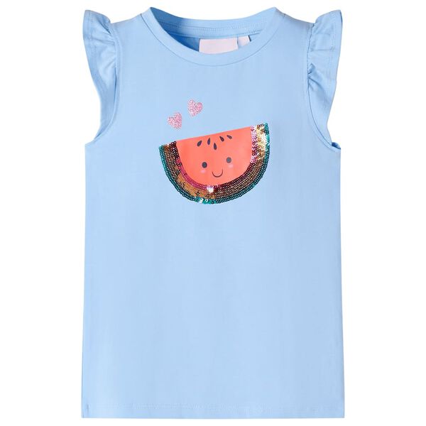 T-shirt enfants manches &agrave; volants bleu clair 116