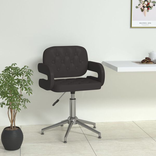 vidaXL Chaise pivotante de salle &agrave; manger Noir Similicuir