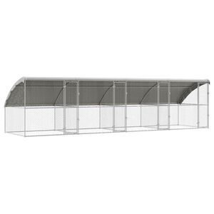 vidaXL Kennel pour Chiens 4 pcs Argent&eacute; 8 x 2 x 2 m Acier galvanis&eacute;