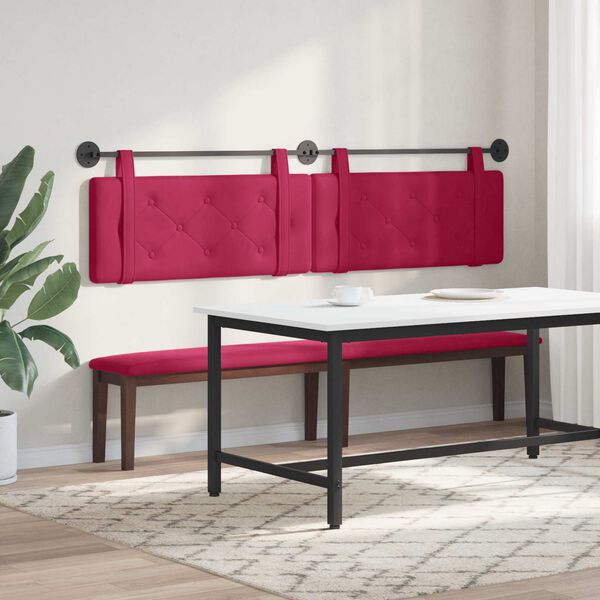 vidaXL T&ecirc;te de lit suspendue Bordeaux 210 x 55 x 5 cm Velours
