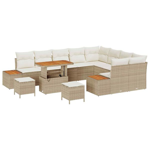 vidaXL Ensemble de canap&eacute; de jardin 12 pcs Beige polyrotin