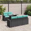 vidaXL Salon de jardin 6 pcs avec coussins noir r&eacute;sine tress&eacute;e acacia
