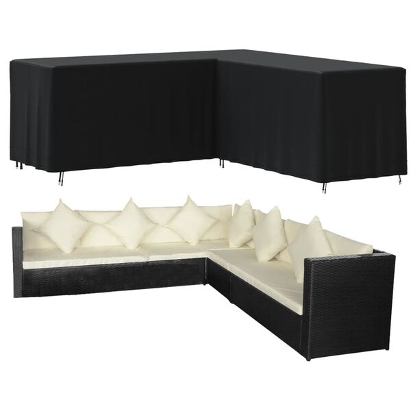 vidaXL Housse pour canap&eacute; en forme de L noir 254x254x80 cm oxford 420D