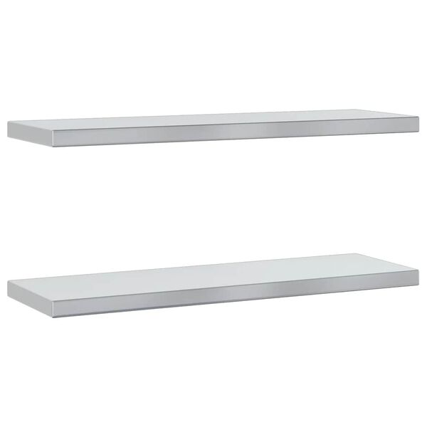 vidaXL &Eacute;tag&egrave;res murales 2 pcs 75x23,5x3 cm argent&eacute; acier inoxydable