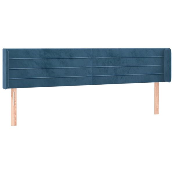 vidaXL T&ecirc;te de lit &agrave; LED Bleu fonc&eacute; 163x16x78/88 cm Velours