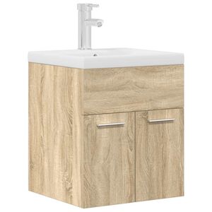 vidaXL Armoire lavabo de salle de bain et vasque et robinet int&eacute;gr&eacute;s