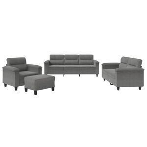 vidaXL Ensemble de canap&eacute;s 4 pcs coussins gris fonc&eacute; tissu microfibre