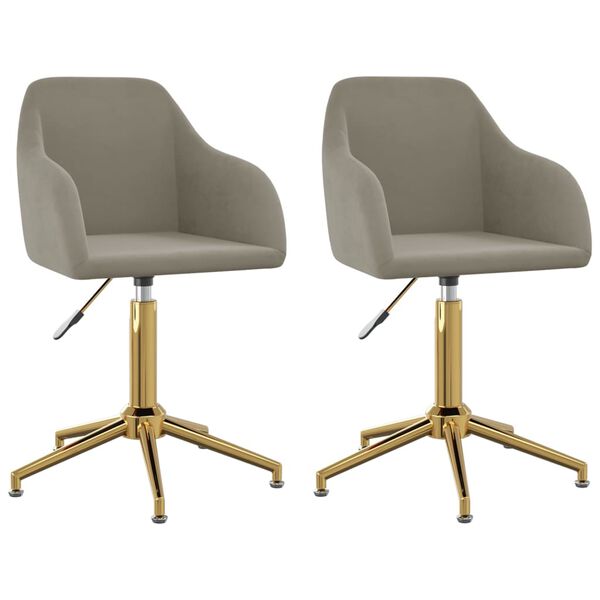 vidaXL Chaises pivotantes &agrave; manger lot de 2 gris clair velours