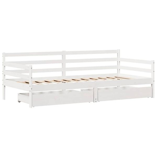 vidaXL Lit de jour et tiroirs sans matelas blanc 90x190 cm bois massif