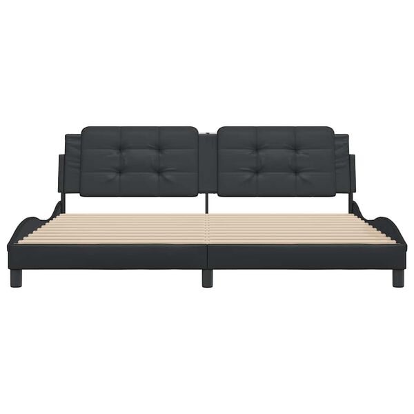 vidaXL Cadre de lit sans matelas Zadar noir 200x200 cm similicuir