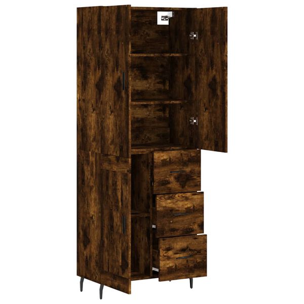 vidaXL Buffet haut Ch&ecirc;ne fum&eacute; 69,5x34x180 cm Bois d'ing&eacute;nierie
