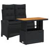 vidaXL Ensemble &agrave; manger de jardin coussins 2pcs noir r&eacute;sine tress&eacute;e