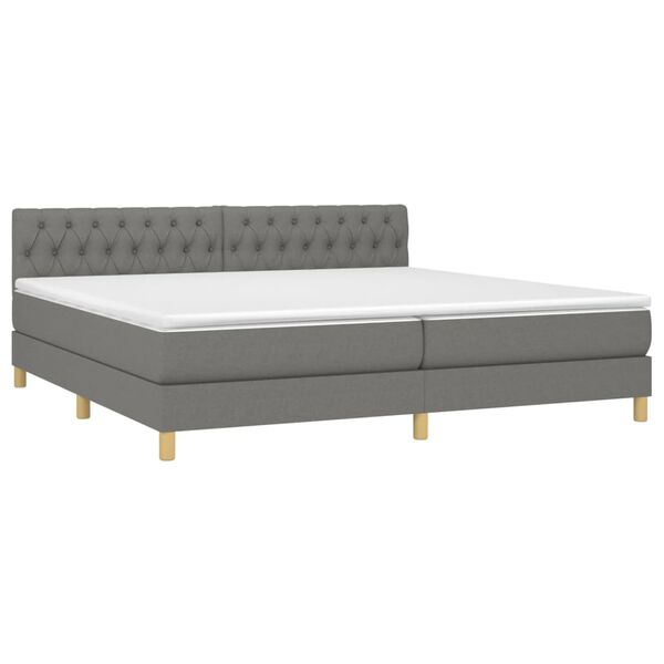 vidaXL Sommier &agrave; lattes de lit et matelas et LED Gris fonc&eacute; 200x200 cm