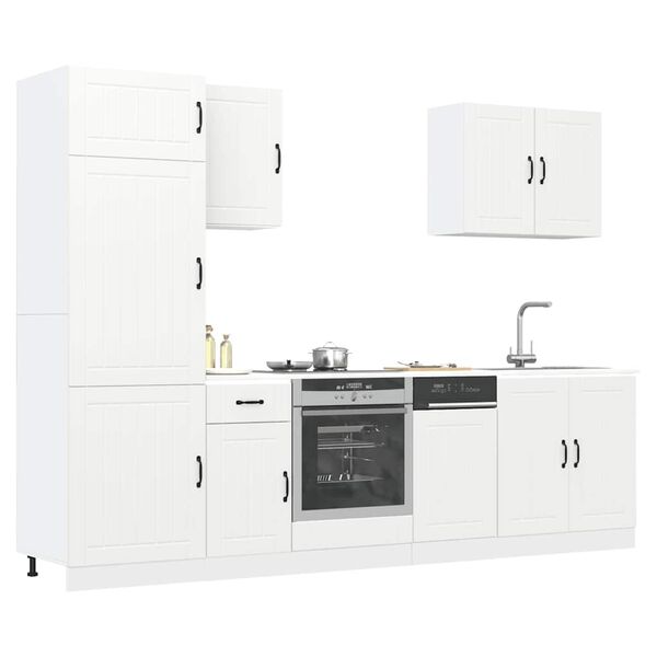 vidaXL Ensemble d'armoires cuisine 7pcs Lucca blanc bois d'ing&eacute;nierie