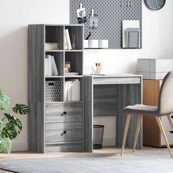 vidaXL Bureau avec tiroir 2 pcs Gris Sonoma