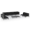 vidaXL Salon de jardin 9 pcs avec coussins R&eacute;sine tress&eacute;e Gris fonc&eacute;