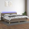 vidaXL Sommier &agrave; lattes de lit et matelas et LED Taupe 200x200cm Tissu
