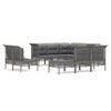 vidaXL Salon de jardin 10 pcs avec coussins Gris R&eacute;sine tress&eacute;e