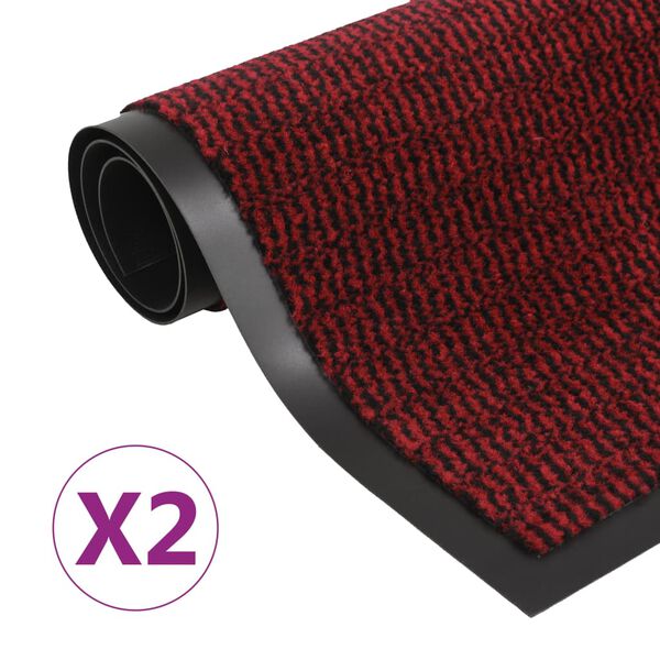 vidaXL Paillassons rectangulaires 2 pcs 40 x 60 cm Rouge