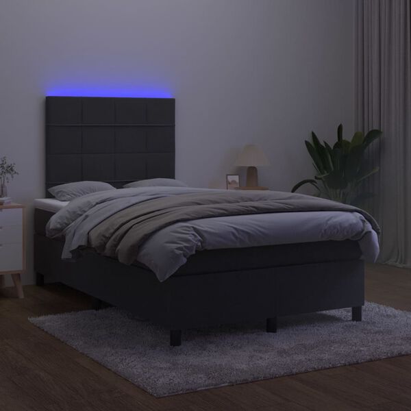 vidaXL Sommier &agrave; lattes de lit matelas et LED Noir 120x200 cm Velours
