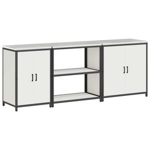 vidaXL Ensemble de rangement cuisine avec &eacute;tag&egrave;re 3 pcs Blanc Acier