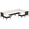 vidaXL Salon de jardin 9 pcs avec coussins R&eacute;sine tress&eacute;e Noir