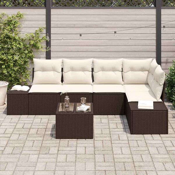 vidaXL Ensemble de canap&eacute; de jardin 6 pcs Marron polyrotin