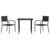 vidaXL Ensemble &agrave; manger de jardin 3 pcs noir r&eacute;sine tress&eacute;e et acier