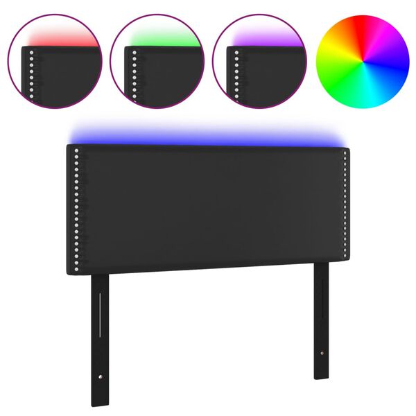 vidaXL T&ecirc;te de lit &agrave; LED noir 100x5x78/88 cm similicuir