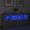 vidaXL Buffet avec lumi&egrave;res LED sonoma gris 163x37x67 cm