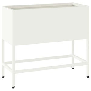 vidaXL Bac de jardin sur&eacute;lev&eacute; Blanc 60 x 26 x 48 cm Acier