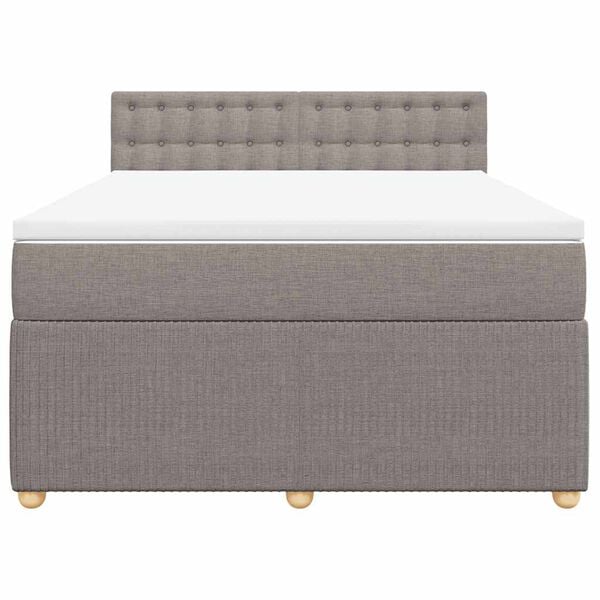 vidaXL Sommier &agrave; lattes de lit avec matelas Taupe 160x200 cm Tissu