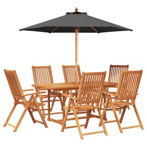 vidaXL Ensemble de salle &agrave; manger d'ext&eacute;rieur avec parasol 8 pc