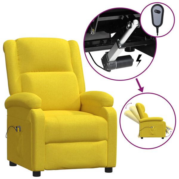 vidaXL Fauteuil &eacute;lectrique de massage Jaune clair Tissu