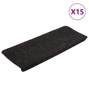 vidaXL Tapis d'escalier auto-adh&eacute;sifs 15 pcs 65x24,5x3,5 cm Anthracite