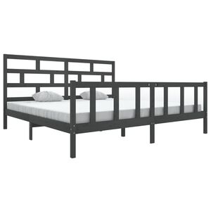 vidaXL Cadre de lit sans matelas gris bois massif 200x200 cm