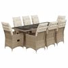 vidaXL Ensemble de bistro de jardin 9 pcs coussins beige poly rotin