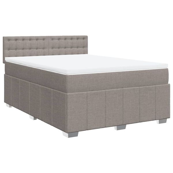 vidaXL Sommier &agrave; lattes de lit avec matelas Taupe 140x190 cm Tissu
