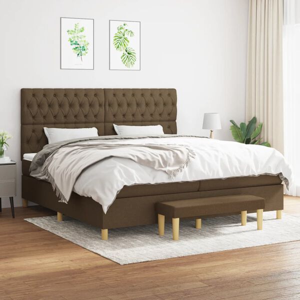 vidaXL Sommier &agrave; lattes de lit avec matelas Marron fonc&eacute; 200x200 cm