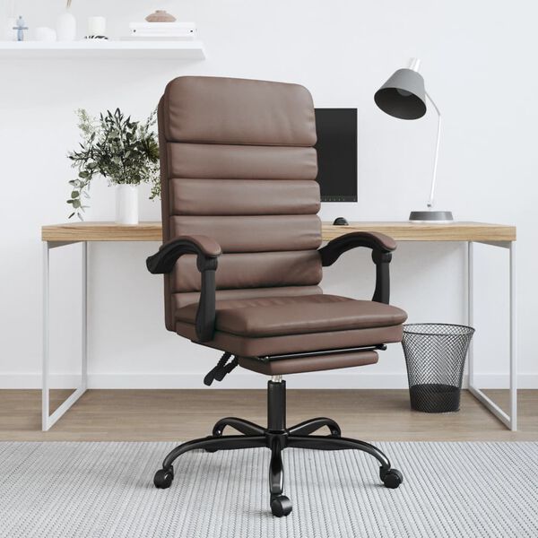 vidaXL Fauteuil de massage inclinable de bureau Marron Similicuir