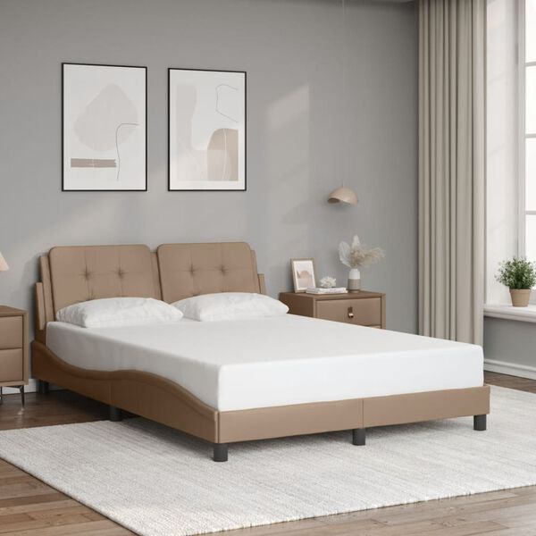 vidaXL Cadre de lit avec LED sans matelas Zadar cappuccino 140x200 cm